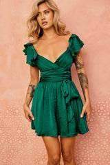 Fairytale Ending Mini Dress - Forest Green