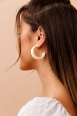 Half Moon Ear Hoops - Beige