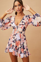 Blooming Mini Dress - Navy