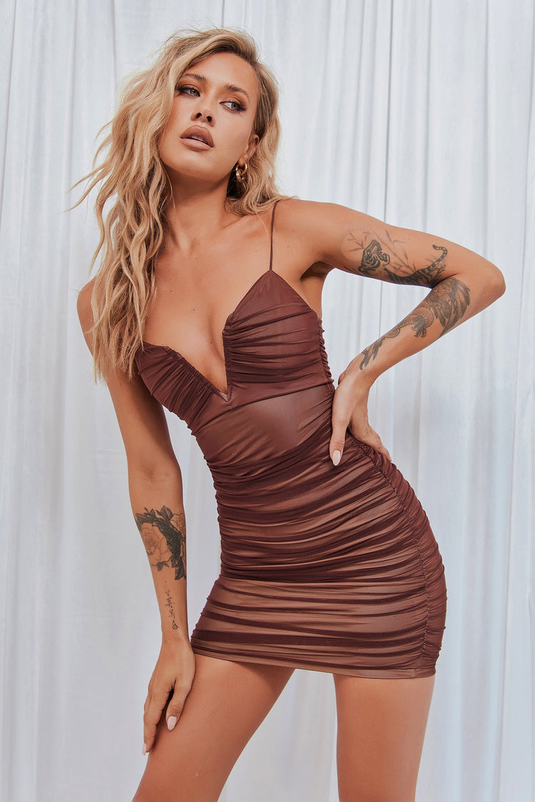 Call Up Mini Dress - Chocolate