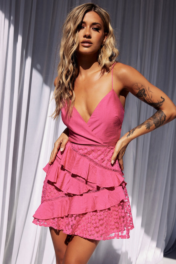 Floating Mini Dress - Hot Pink