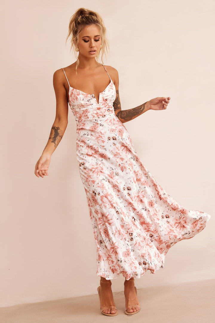 Vintage Summer Midi Dress - Rose