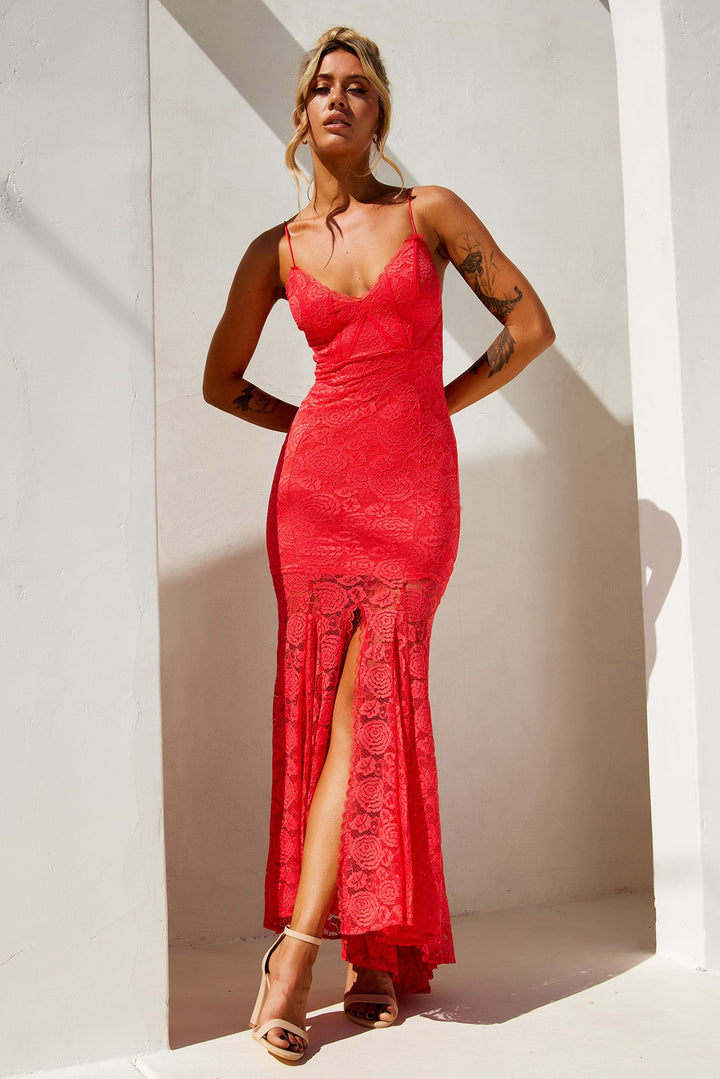 City of Angels Lace Maxi Dress - Red