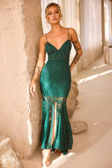 City of Angels Lace Maxi Dress - Forest Green