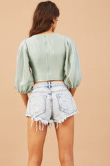 Daisy Denim Shorts - Washed Blue