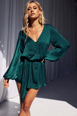 Flossy Mini Dress - Forest Green