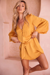 Flossy Mini Dress - Mustard