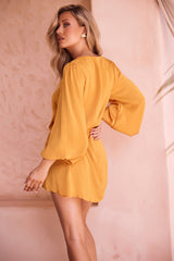 Flossy Mini Dress - Mustard