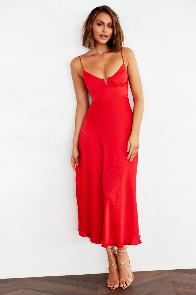 Night In August Midi Dress - Red