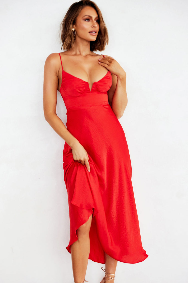 Night In August Midi Dress - Red