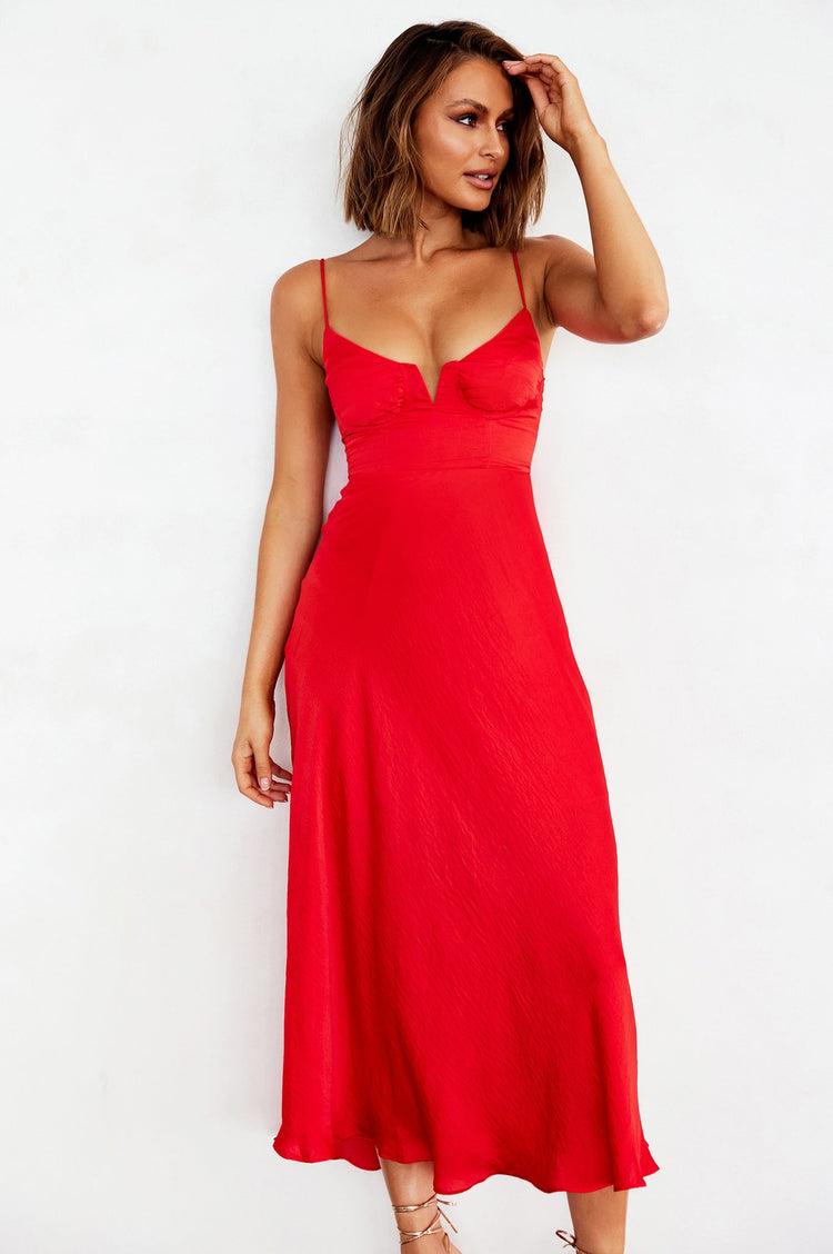 Night In August Midi Dress - Red