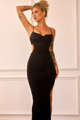 Stacked Up Midi Dress - Black