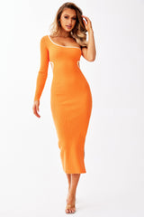 Villa Knit Midi Dress - Orange