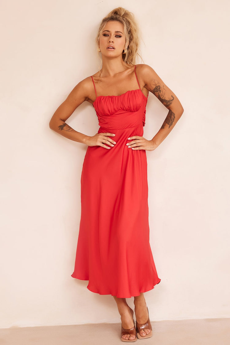 Affectionate Love Midi Dress - Red