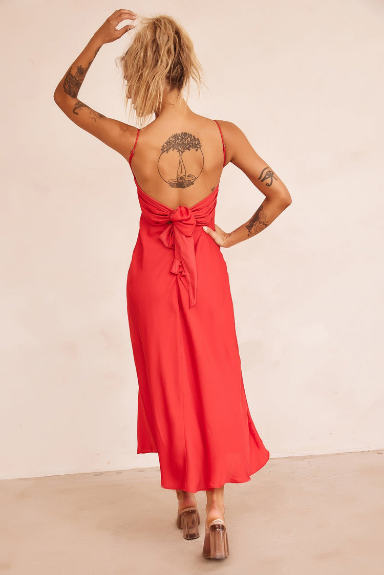 Affectionate Love Midi Dress - Red