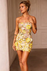 Opening Up Mini Dress - Lemon