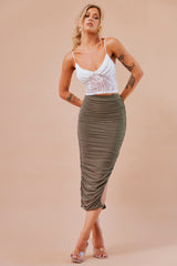 Curtain Call Midi Skirt - Olive Green