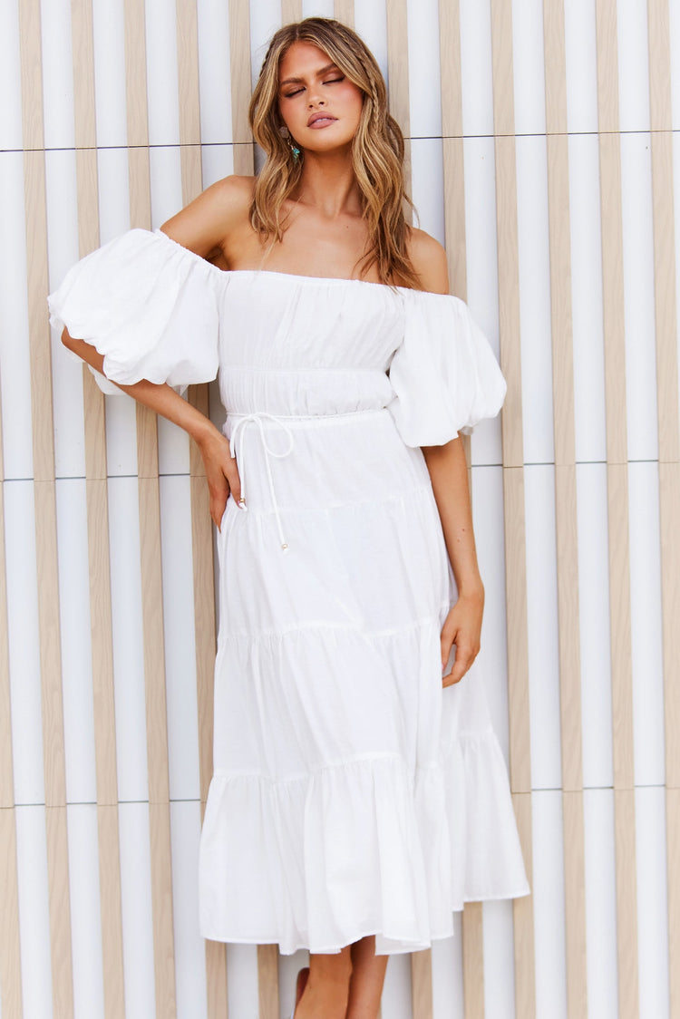 Spanish Steps Midi Dress - White