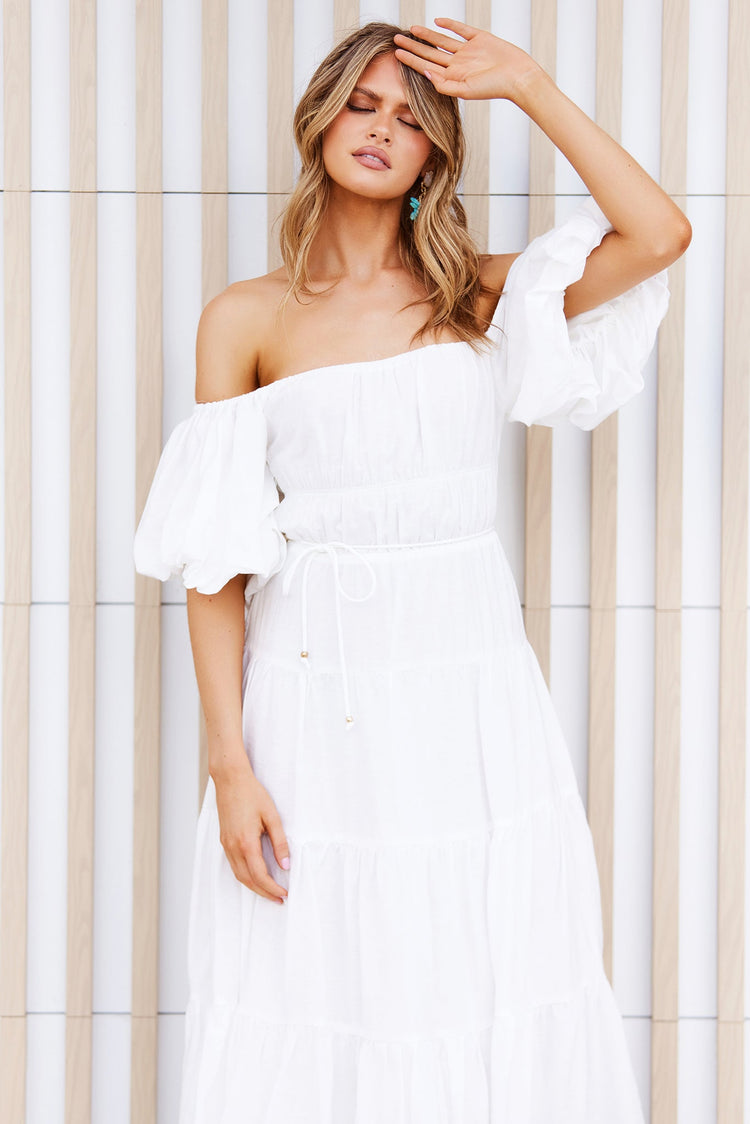 Spanish Steps Midi Dress - White