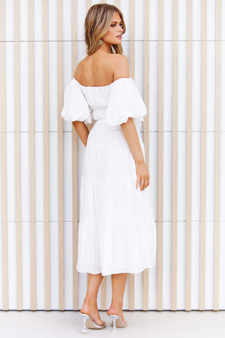 Spanish Steps Midi Dress - White