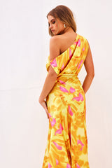 Drive By Midi Dress - Yellow Multi