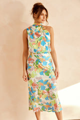 In Gratitude Midi Dress - Aqua Multi