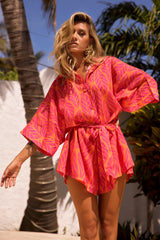 Ciao For Now Playsuit - Orange Pink