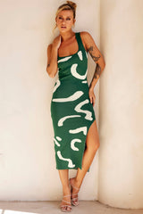 Attached Knit Midi Dress - Forest Green