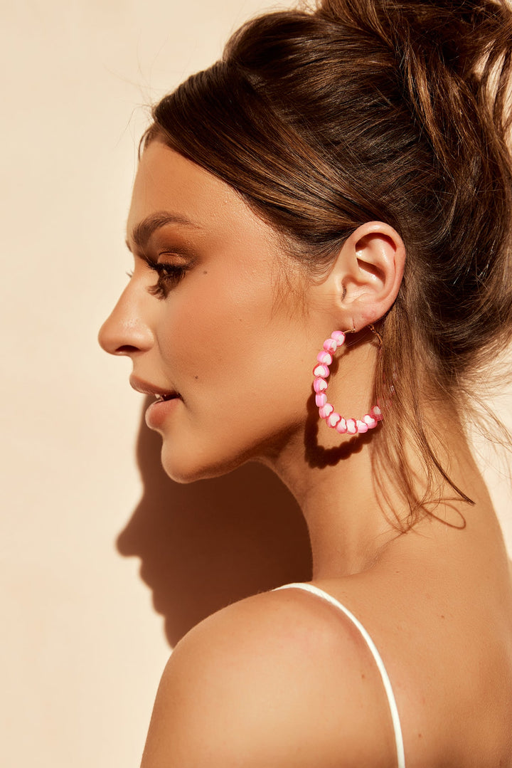 Oversized Heart Hoop Earrings - Pink