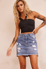 No Sense Denim Skirt - Washed Blue