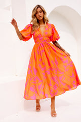 On The Rise Midi Dress - Hot Pink Multi