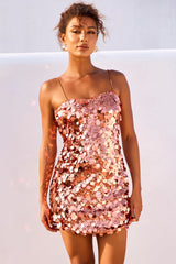 Sparks Fly Mini Dress - Rose Gold