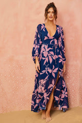 Botanical Blooms Maxi Dress - Navy