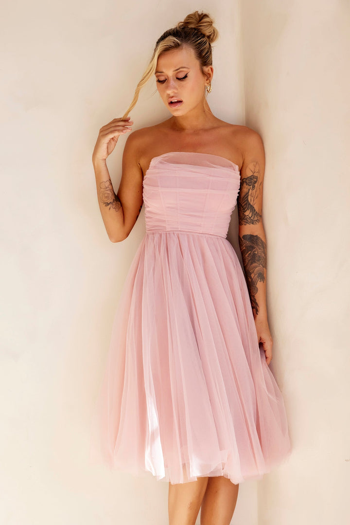 Swingin' It Midi Dress - Blush