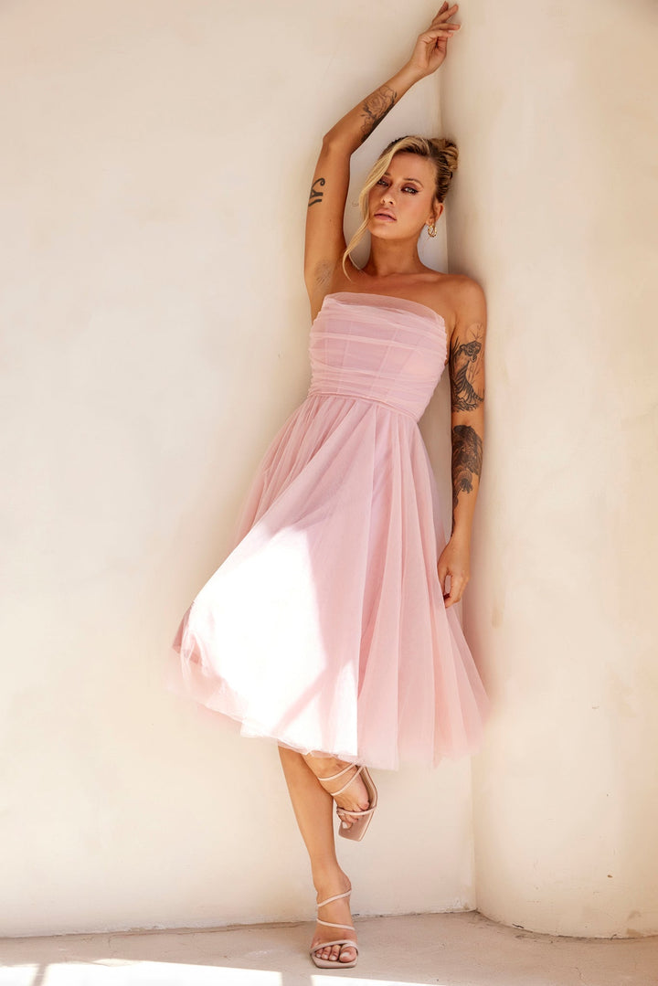 Swingin' It Midi Dress - Blush