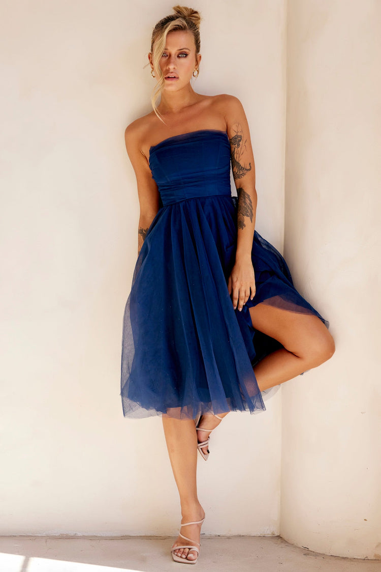 Swingin' It Midi Dress - Navy