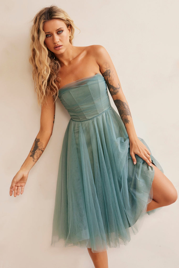 Swingin' It Midi Dress - Sage