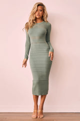 Risk Taker Knit Midi Dress - Sage