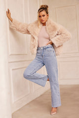 Dreaming Of Travel Faux Fur Jacket - Beige