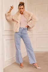 Dreaming Of Travel Faux Fur Jacket - Beige