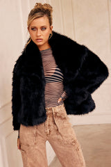 Dreaming Of Travel Faux Fur Jacket - Black