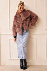 Dreaming Of Travel Faux Fur Jacket - Mocha