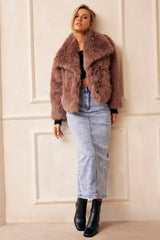 Dreaming Of Travel Faux Fur Jacket - Mocha