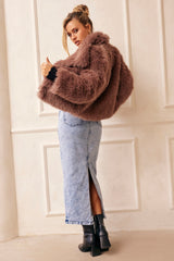 Dreaming Of Travel Faux Fur Jacket - Mocha