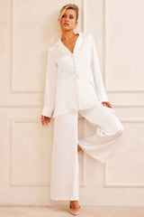 Brooklin Satin Pants - White