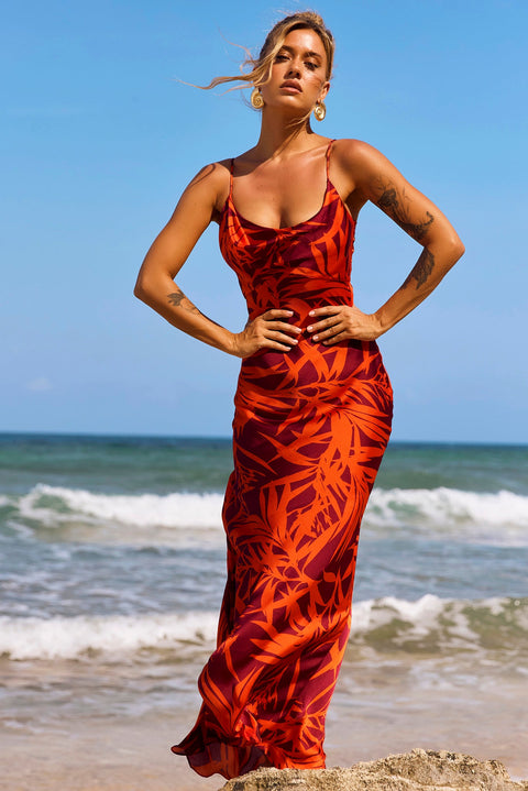 May In A Mood Maxi Dress - Red Multi