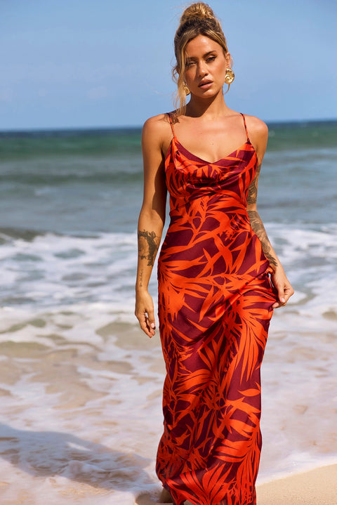 May In A Mood Maxi Dress - Red Multi