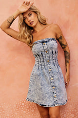 All Seasons Denim Mini Dress - Denim Blue