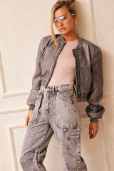 Boy Meets Girl Biker Jacket - Slate