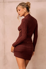 Final Countdown Knit Mini Dress - Chocolate